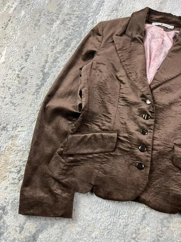 Vintage 90s Tommy Hilfiger Women's Brown Blazer Long Sleeve Jacket Size M – photo 2